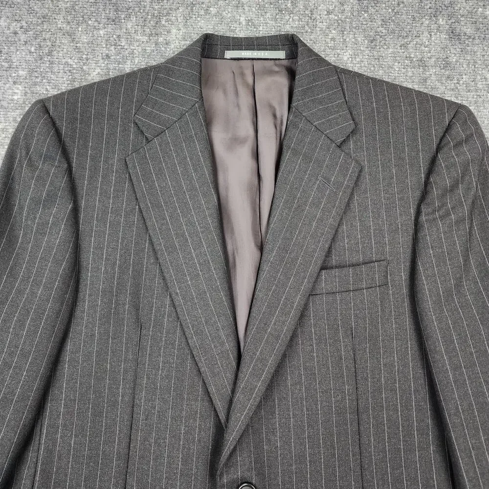 Hickey Freeman Blazer Mens 38R Gray Pinstripe Wool Sport Coat 2 Button USA Union